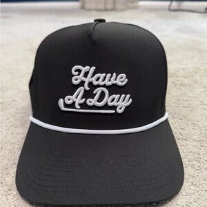 Men’s Breezy Golf Black and White Snapback Hat with Rope Detail